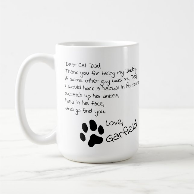 Caneca De Café Prezado Pai De Gato Mãe Nome Personalizável De Pet (Esquerda)