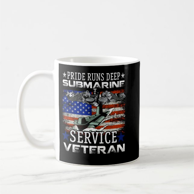 Caneca De Café Pride Runs Deep Submarine Service Veteran Flag Pat (Esquerda)