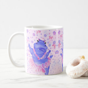 Caneca De Café Prima Ballerina Hippo - Adicione Seu Nome / Texto