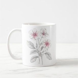 Caneca De Café Primavera 36 flores, desenho de linha, minimalista