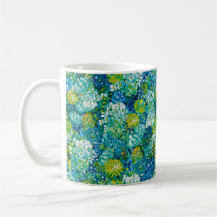 Caneca De Café Primavera azul-jubilante e moderno verde