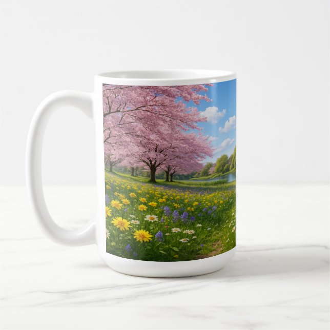 Caneca De Café Primavera Blossoms pelo rio (Esquerda)