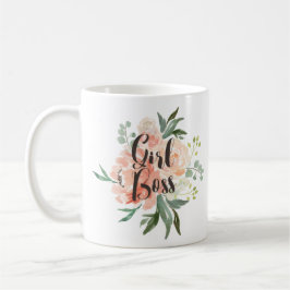 Caneca De Café Primavera Blush e Peach Watercolor Floral Girl Bos