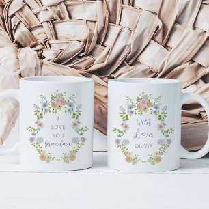 Caneca De Café Primavera bonito Flores selvagens   Ama Sua Avó