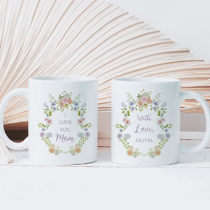 Caneca De Café Primavera bonito Flores selvagens Amo-Te Mãe