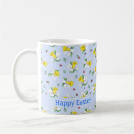 Caneca De Café Primavera Daffodils no Felz pascoa Azul Claro
