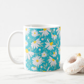 Caneca De Café Primavera Daisies - Azul Brilho