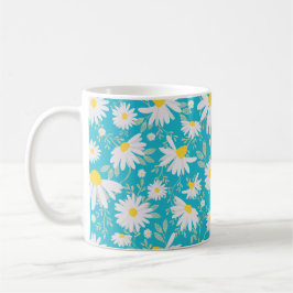 Caneca De Café Primavera Daisies - Azul Brilho