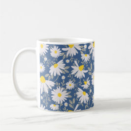 Caneca De Café Primavera Daisies - Azul escuro