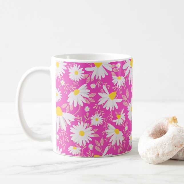 Caneca De Café Primavera Daisies - Rosa (Com Donut)