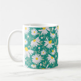 Caneca De Café Primavera Daisies - Verde brilhante
