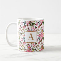 Primavera de Aquarela Floral Monograma Café M