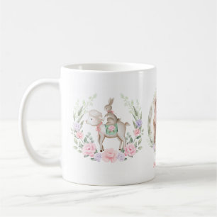 Caneca De Café Primavera de coelho doce e Páscoa floral de coelho