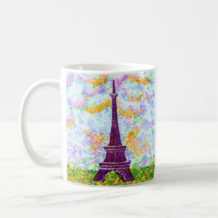 Caneca De Café Primavera de Pointilismo da Torre Eiffel