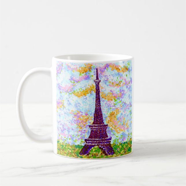 Caneca De Café Primavera de Pointilismo da Torre Eiffel (Esquerda)