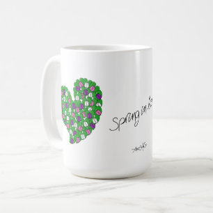 Caneca De Café Primavera em Tulipas Coloridas com Amor (rosa,roxo
