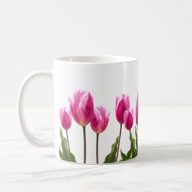 Caneca De Café Primavera Estilo - Flor/Páscoa de Tulipas Rosa (Esquerda)