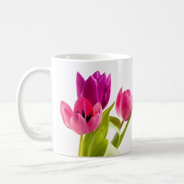 Caneca De Café Primavera - Estilo - Tulipa Rosa - Tulipa (Esquerda)