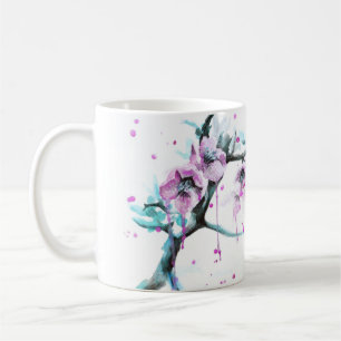 Caneca De Café Primavera floral Cor de água rosa