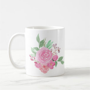 Caneca De Café Primavera Floral de Coloração Aquática Personaliza