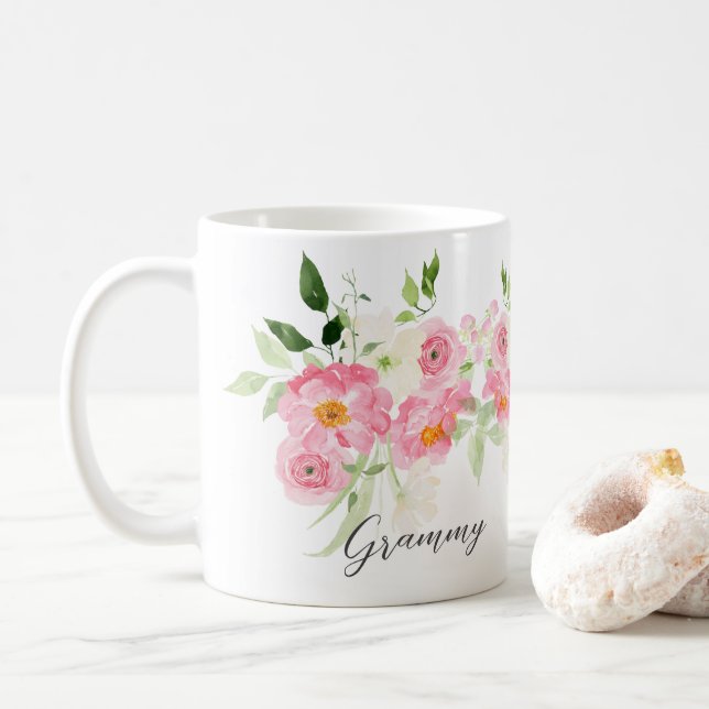 Caneca De Café Primavera Floral Grammy (Com Donut)