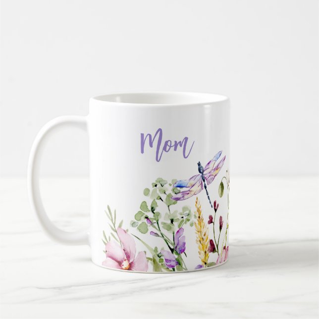 Caneca De Café Primavera Floral Personalizada Mãe Coffee Mug (Esquerda)
