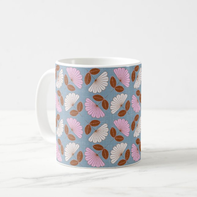 Caneca De Café Primavera floral - rosa, azul e branco (Frente Esquerda)