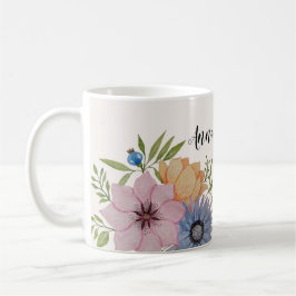 Caneca De Café Primavera Garden Watercolor Beige Neutro