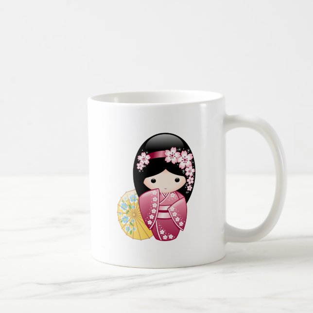 Caneca De Café Primavera Kokeshi Doll - Bonita Garota Geisha Japo (Direita)
