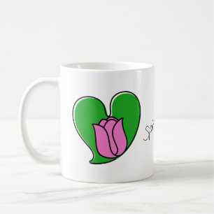 Caneca De Café Primavera no Amor - Tulipas Rosa