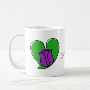 Caneca De Café Primavera no Amor - Tulipas Roxas