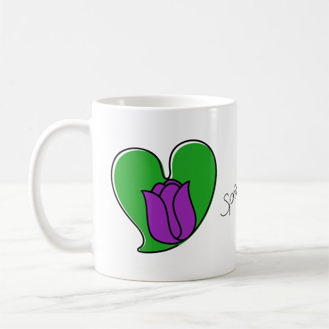 Caneca De Café Primavera no Amor - Tulipas Roxas (Esquerda)