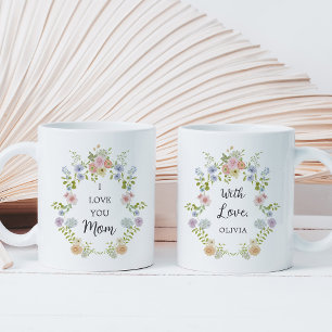 Caneca De Café Primavera Selvagens coloridas Amo-Te Mãe