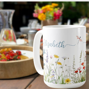 Caneca De Café Primavera Summer Wildflower Nome do script Mug