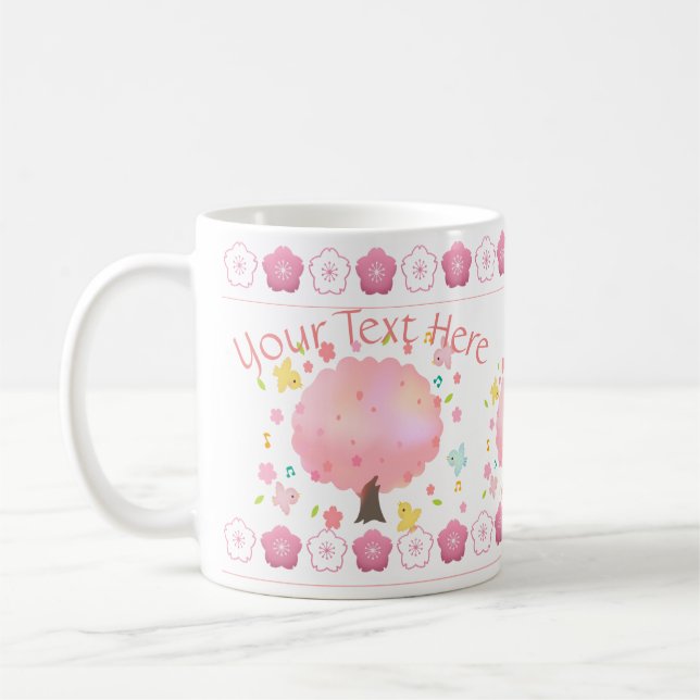 Caneca De Café Primavera Tree & Birds Personalizados (Esquerda)