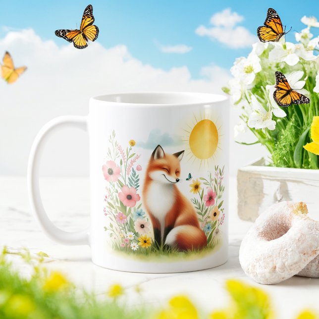 Caneca De Café Primavera Watercolor Fox - Kid Mug (Criador carregado)