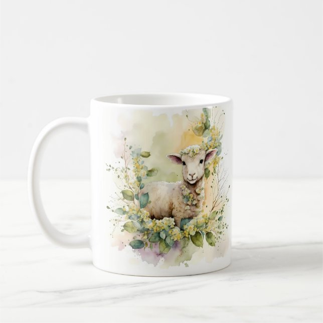 Caneca De Café Primavera Watercolor Lamb (Esquerda)