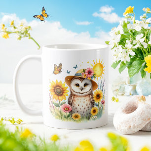 Caneca De Café Primavera Watercolor Owl - Kid Mug