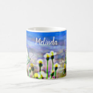 Caneca De Café Primavera Yellow Flower Garden Butflies Blue Sky