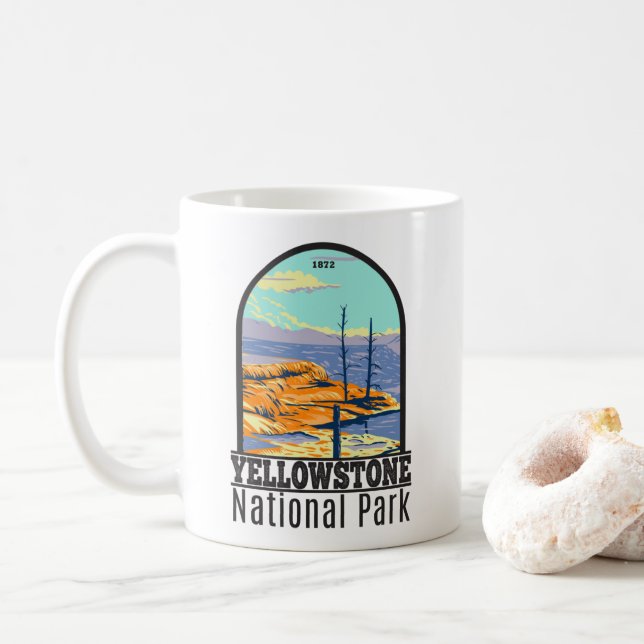 Caneca De Café Primaveras Quentes de Mammoth no Parque Nacional d (Com Donut)