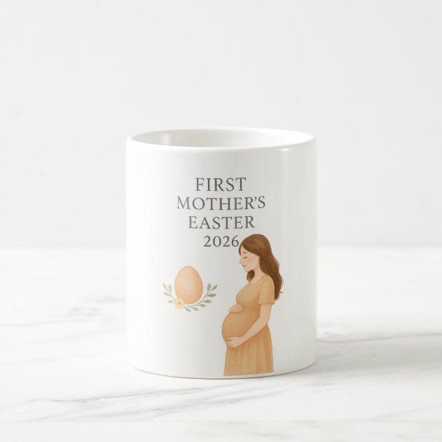 Caneca De Café Primeira Páscoa da Mãe – Ilustração Suave de Gravi (Centro)