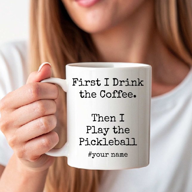 Caneca De Café Primeiro Café, Depois Eu Jogo Pickleball engraçado (First Coffee Then I Play the Pickleball funny Coffee Mug)