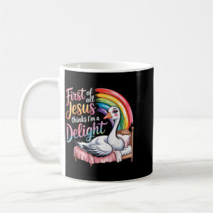 Caneca De Café Primeiro De Jesus Acha Um Ganso Divertido Delícia
