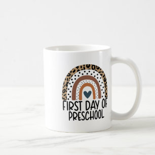 Caneca De Café Primeiro Dia Da Pré-Escola Arco-Íris Professora Me