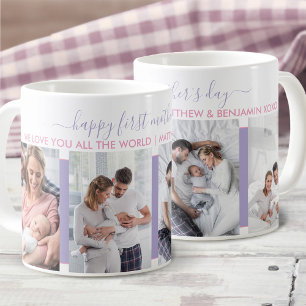 Caneca De Café Primeiro Dia das Mães 4 Foto Lavanda Personalizado
