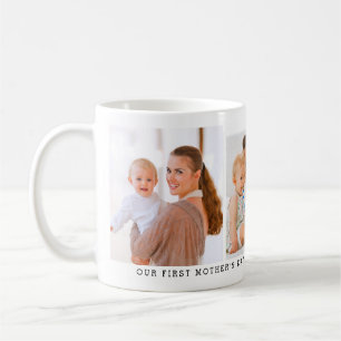 Caneca De Café Primeiro Dia das Mães Personalizado com 3 Fotos
