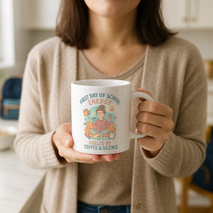 Caneca De Café Primeiro dia de energia escolar alimentada pelo si