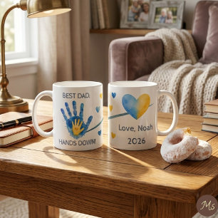 Caneca De Café Primeiro Dia dos Pais 2026 Azul Aquarela Impressão