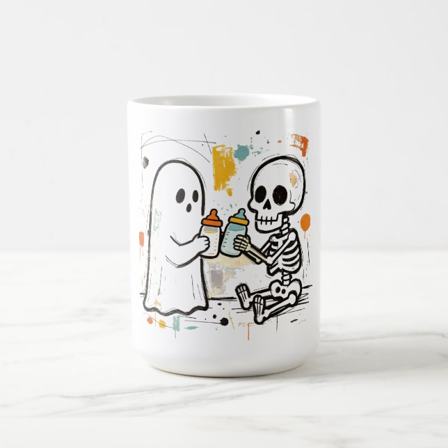 Caneca De Café Primeiro Halloween do Bebê Fantasma Esqueleto  (Centro)