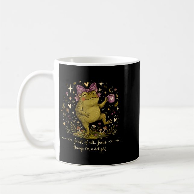 Caneca De Café Primeiro Jesus Acha Um Delícia Sapo Meme Gráfico (Esquerda)
